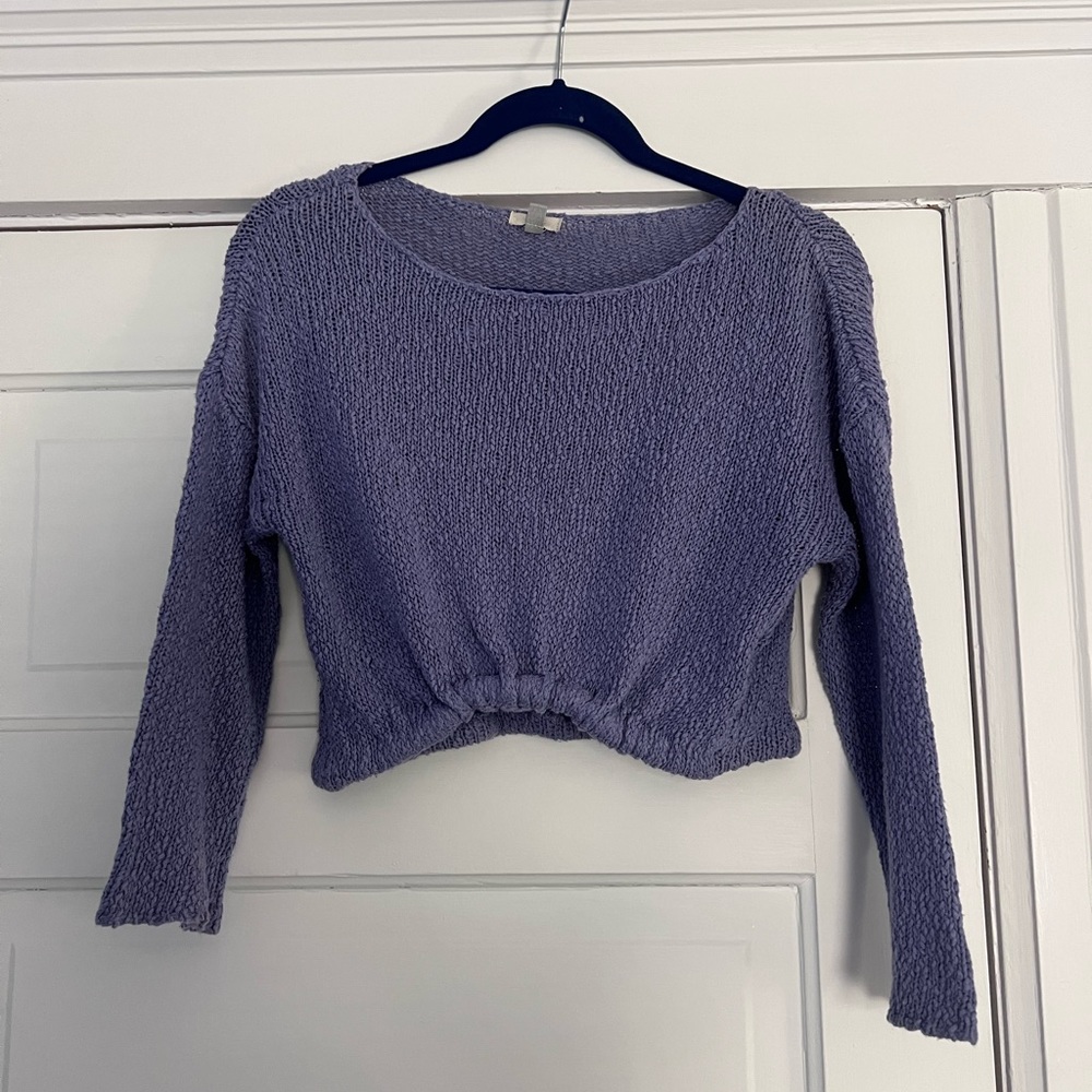 Ecote Purple Cropped Crew Neck Sweater - Size S